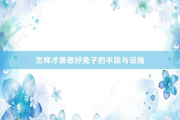 怎样才崇敬好兔子的手段与设施
